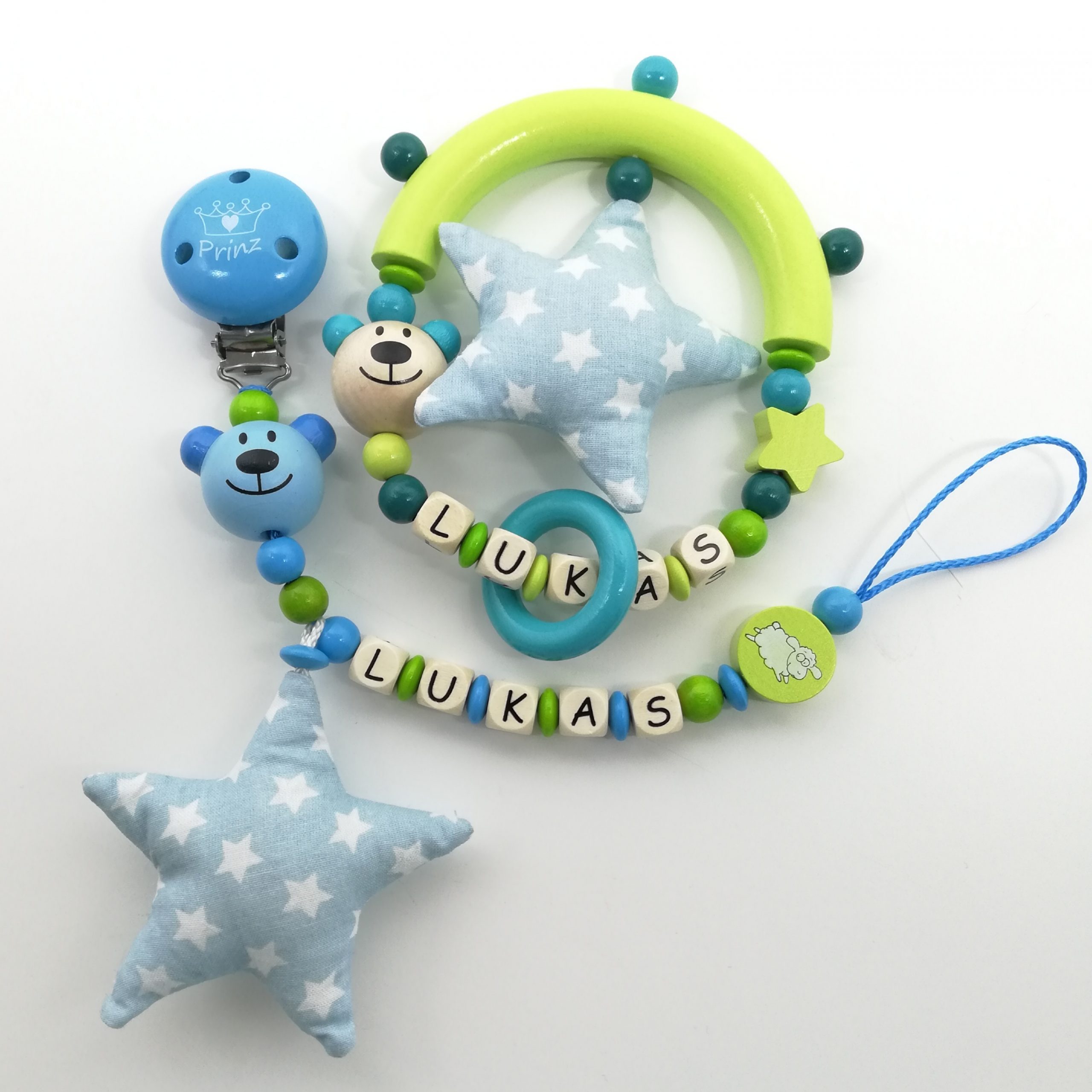 Greifling + Schnullerkette Häkelteddy *Lukas*