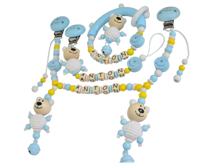 Geschenkbox Greifling + Schnullerkette + Kinderwagenkette *Prinz*