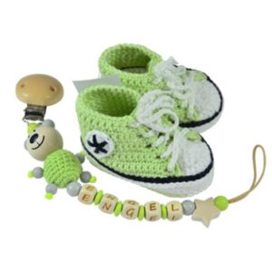 Babyschuhe + Schnullerkette Lemon