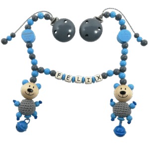 Kinderwagenkette mit Häkelteddy *Kleiner Bruder*