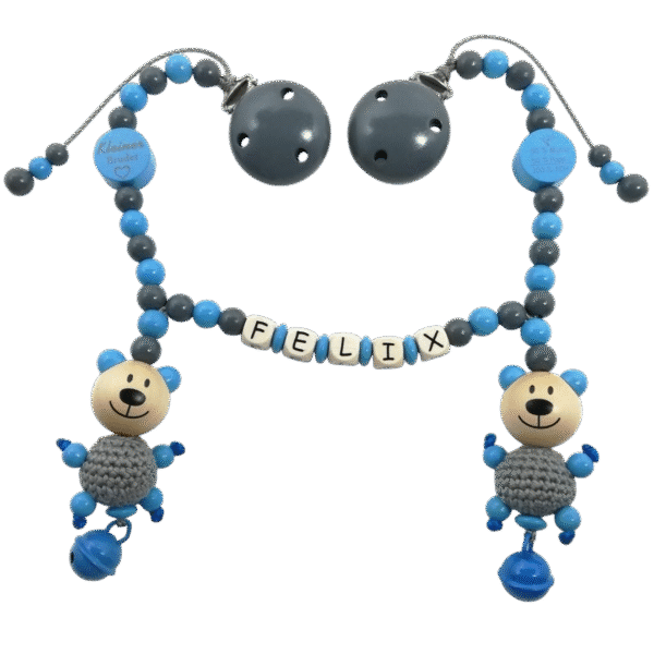 Kinderwagenkette mit Häkelteddy *Kleiner Bruder*