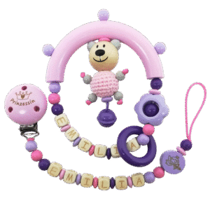 Greifling + Schnullerkette Häkelteddy *Emilia*