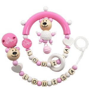 Greifling + Schnullerkette Häkelteddy *Louisa*