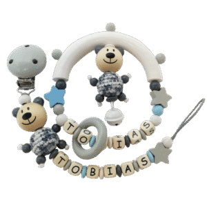 Greifling + Schnullerkette Häkelteddy *Tobias*