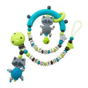 Greifling + Schnullerkette Waschbär