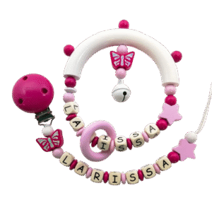 Greifling + Schnullerkette Schmetterling